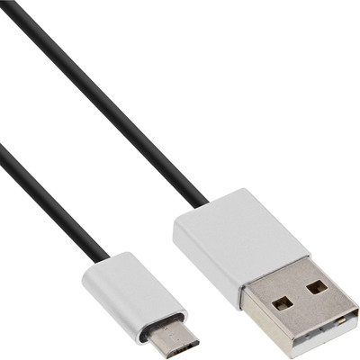 4043718260638 - Micro-USB 20 Kabel USB-A ST an Micro-B ST schwarz Alu flexibel 1m