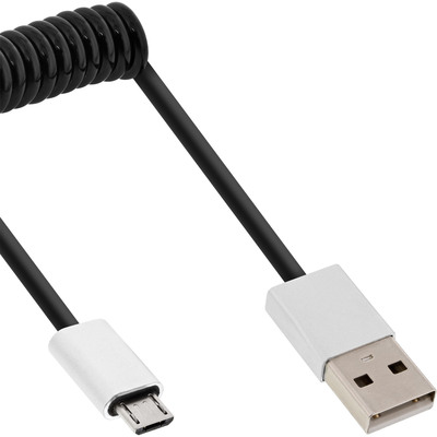 4043718260812 - Micro-USB 20 Spiralk USB-A ST Micro-B ST schwarz Alu flexibel 3m