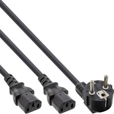 4043718265695 - Netz-Y-Kabel 1x Schutzkontakt ST zu 2x Kaltgeräte ST 1m