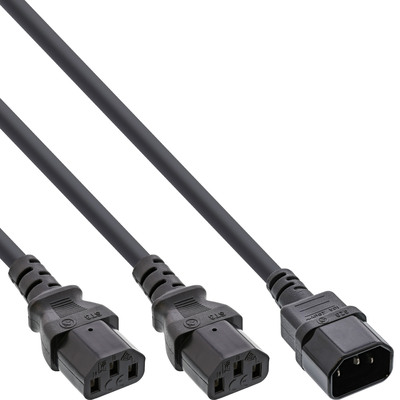 4043718265763 - Netz-Y-Kabel Kaltgeräte 1x IEC-C14 auf 2x IEC-C13 3m