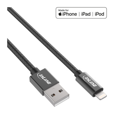 4043718269983 - Lightning USB Kabel für iPad iPhone  schwarz Alu 1m MFi-zertifiziert