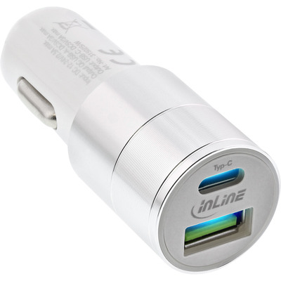 4043718272938 - INLINE - Auto-Netzteil - 3 A - Quick Charge 30 - 2 Ausgabeanschlussstellen (USB USB-C) - weiß
