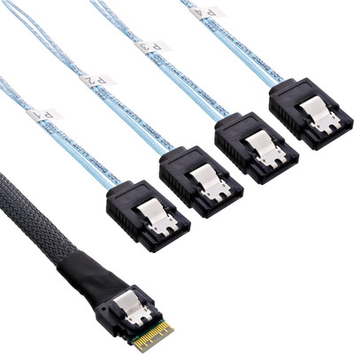 4043718288656 - Slim SAS Kabel SFF-8654 4i zu 4x SATA 7-pin 12Gb s 1m