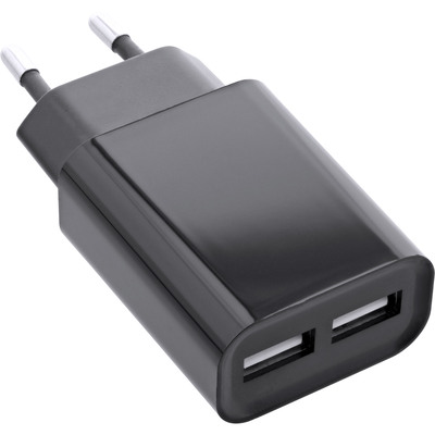 4043718290666 - USB Ladegerät DUO Netzteil 2-fach 100-240V zu 5V 21A schwarz