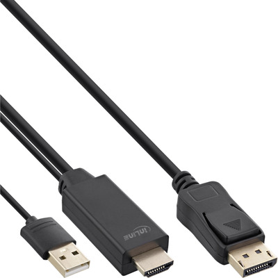 4043718292608 - HDMI zu DisplayPort Konverter Kabel 4K schwarz gold 15m