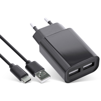 4043718293247 - USB DUO+ Ladeset Netzteil 2-fach + USB-C Kabel