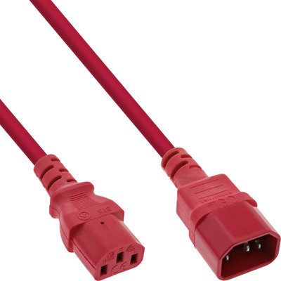 4043718297269 - Kaltgeräteverlängerung C13 auf C14 rot 1m 4043718297269 - Kaltgeräteverlängerung C13 auf C14 rot 1m