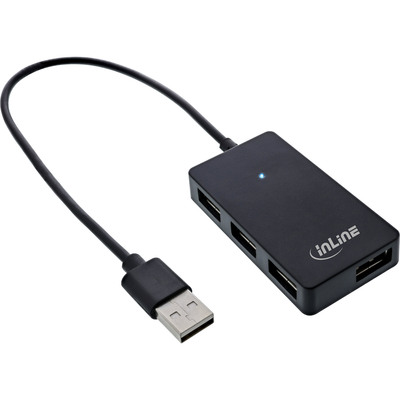 4043718302185 - USB 20 Hub 4 Port schwarz mit USB DC Kabel Kabel 30cm