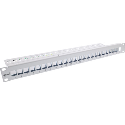 4043718307074 - Patchfeld 24-fach Keystone Leerblech Patchpanel 19 1HE lichtgrau