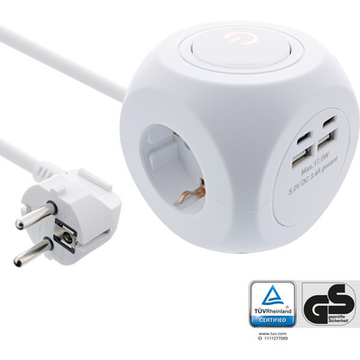 4043718315888 - Charging Cube 3x Schutzkontakt 2x USB-C 2x USB-A weiß 2m