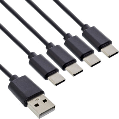 4043718318940 - USB 4in1 Y-Ladekabel 1x USB-A Stecker an 4x USB-C Stecker schwarz 2m