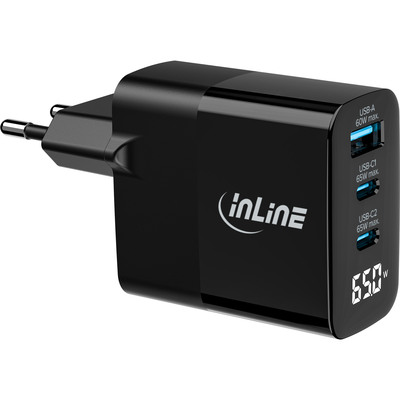 4043718334179 - USB PD Netzteil GaN Ladegerät 3-Port USB-C + USB-A 65W mit Display