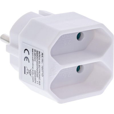 4043718334384 - Steckdosenadapter Schutzkontakt Stecker an 2x Eurobuchse weiß