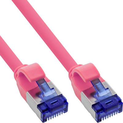 4043718335893 - Patchkabel Slim Cat6A S FTP TPE (LSZH) flexibel PoE magenta 1m