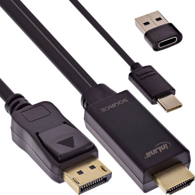 4043718336128 - HDMI zu DisplayPort Konverter Kabel 4K 60Hz schwarz 1m