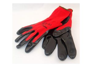 4043722019239 - Mauk - Handschuhe Arbeitshandschuhe Schutzhandschuhe Polyester rot schwarz Nitril beschichtet Größe 9 12 Paar