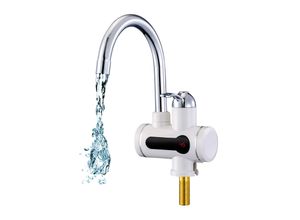 4043722022444 - Mauk - Armatur digitaler Wasserhahn - elektrischer Durchlauferhitzer mit led Temperaturanzeige - drehbar - weiß