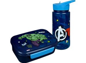 4043946316633 - Lunchbox Brotzeitdose & Trinkflasche Avengers Kunststoff (Set 2-tlg) mit Trinkflasche blau