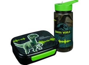 4043946316688 - Lunchbox Brotzeitdose & Trinkflasche Jurassic World Kunststoff (Set 2-tlg) mit Trinkflasche grün