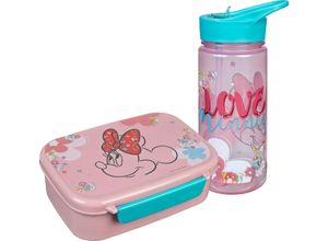 4043946316695 - Lunchbox Brotzeitdose & Trinkflasche Minnie Mouse Kunststoff (Set 2-tlg) mit Trinkflasche rosa