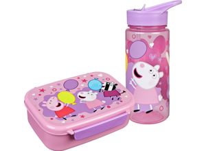 4043946316701 - Lunchbox Brotzeitdose & Trinkflasche Peppa Pig Kunststoff (Set 2-tlg) mit Trinkflasche rosa