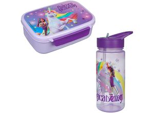 4043946325123 - Lunchbox SCOOLI Brotzeitdose + Flasche Unicorn Academy Kinder Gr B H L 135cm x 6cm x 18cm unicorn academy Kunststoff Lebensmittelaufbewahrungsbehälter mit Trinkflasche