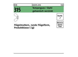 4043952063774 - Flügelmutter DIN 315 runde Form M 4 Temperguss Stahl galvanisch verzinkt