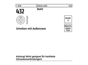 4043952070086 - Scheibe DIN 432 Außennase 53 Stahl 100 Stück