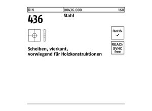 4043952072363 - Unterlegscheibe DIN 436 vierkant 11x 30x 3 Stahl 100 Stück