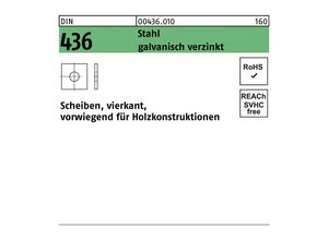 4043952072530 - Unterlegscheibe DIN 436 vierkant 175x 50 x 5 Stahl galvanisch verzinkt 4043952072530 - Unterlegscheibe DIN 436 vierkant 175x 50 x 5 Stahl galvanisch verzinkt