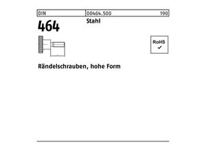 4043952082133 - Rändelschraube DIN 464 hohe Form M 3 x 16 Stahl Stahl