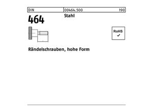 4043952082157 - Rändelschraube DIN 464 hohe FormM4x 6 Stahl 50 Stück