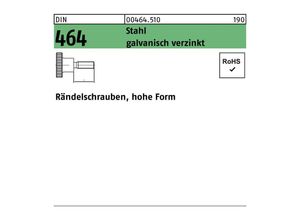 4043952082652 - No Brand - Rändelschrauben (Stellschrauben) ø m 4 x 10 mm hohe Form DIN464 Stahl verzinkt