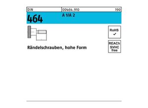 4043952083314 - Rändelschraube DIN 464 hohe Form M 5 x 25 A 1 A 2 A 1 A 2