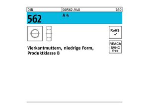 4043952104187 - Vierkantmutter DIN 562 niedrige FormM6 A 4 100 Stück