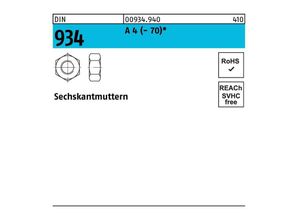 4043952290040 - Sechskantmutter DIN 934 M39 A 4 (- 70) 1 Stück