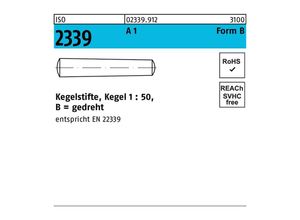 4043952392270 - Kegelstift ISO 2339 gedreht 1x 8 A 1 Kegel 150 50 Stück