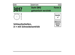 4043952394915 - Schlauchschelle DIN 3017 W1 Form A 8- 12  9 C7 Stahl galvanisch verzinkt fInnen-D