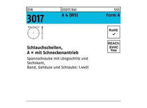 4043952395387 - Schlauchschelle DIN 3017 W5 Schneckenantrieb 8- 16 9 C7 A 4 100 Stück