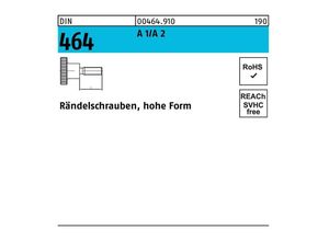 4043952701546 - Rändelschraube DIN 464 hohe Form M 8 x 20 A 1 A 2 A 1 A 2