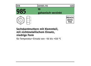 4043952801536 - Sechskantmutter DIN 985 mKlemmteil M 39 10 galvanisch verzinkt