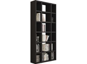 4044341226008 - Regal FIF MÖBEL TORO braun (schwarzbraun eiche) Regale B H T 996cm x 2213cm x 332cm 18 St offene Fächer Holzwerkstoff Standregal Bücherregal Büroregal B996cm H2213cm T332cm