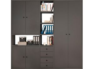 4044341246280 - Regal FIF MÖBEL TORO Regale Gr B H T 2304 cm x 2212 cm x 332 cm grau (grau matt) Standregal Bücherregal Büroregal Standregale