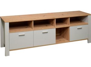 4044393321492 - Lowboard MÄUSBACHER Nele Sideboards Gr B H T 193 cm x 62 cm x 44 cm 3 grau (kreidegrau matt lack asteiche) Lowboards Breite 193 cm