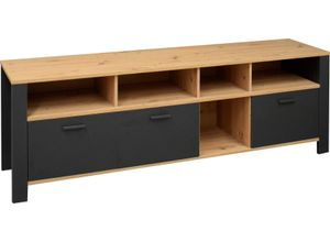 4044393321508 - Lowboard MÄUSBACHER Nele Sideboards Gr B H T 193 cm x 62 cm x 44 cm 3 schwarz (anthrazit matt lack asteiche) Lowboards Breite 193 cm