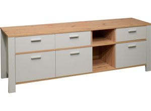 4044393334508 - Lowboard MÄUSBACHER Nele Sideboards Gr B H T 193 cm x 62 cm x 44 cm 6 grau (kreidegrau matt lack asteiche) Lowboards Breite 193 cm