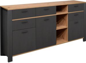 4044393334515 - Lowboard MÄUSBACHER Nele Sideboards Gr B H T 193 cm x 62 cm x 44 cm 6 schwarz (anthrazit matt lack asteiche) Lowboards Breite 193 cm