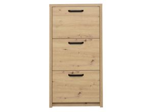 4044393336502 - Klapp Schuhschrank 3 Klappen Holzwerkstoff 64x129x24 cm Asteiche