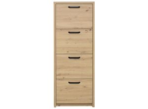 4044393336533 - Klapp Schuhschrank 4 Klappen Holzwerkstoff 64x169x24 cm Asteiche