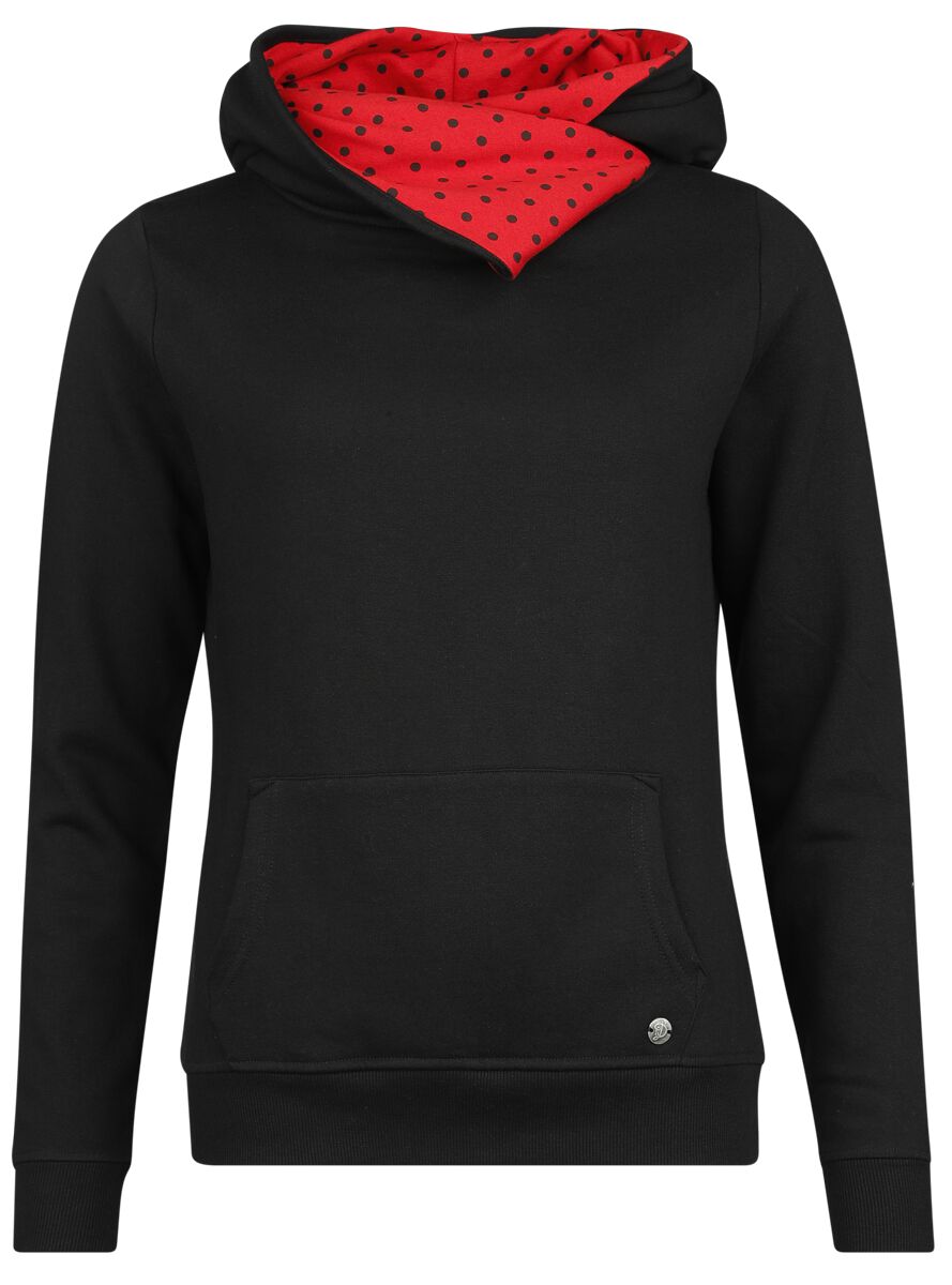 4044583993195 - Black Dotties On Red Shawl Hoodie & Hairband Kapuzenpullover schwarz rot in XS